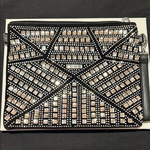 Black and Silver Geometric Clutch